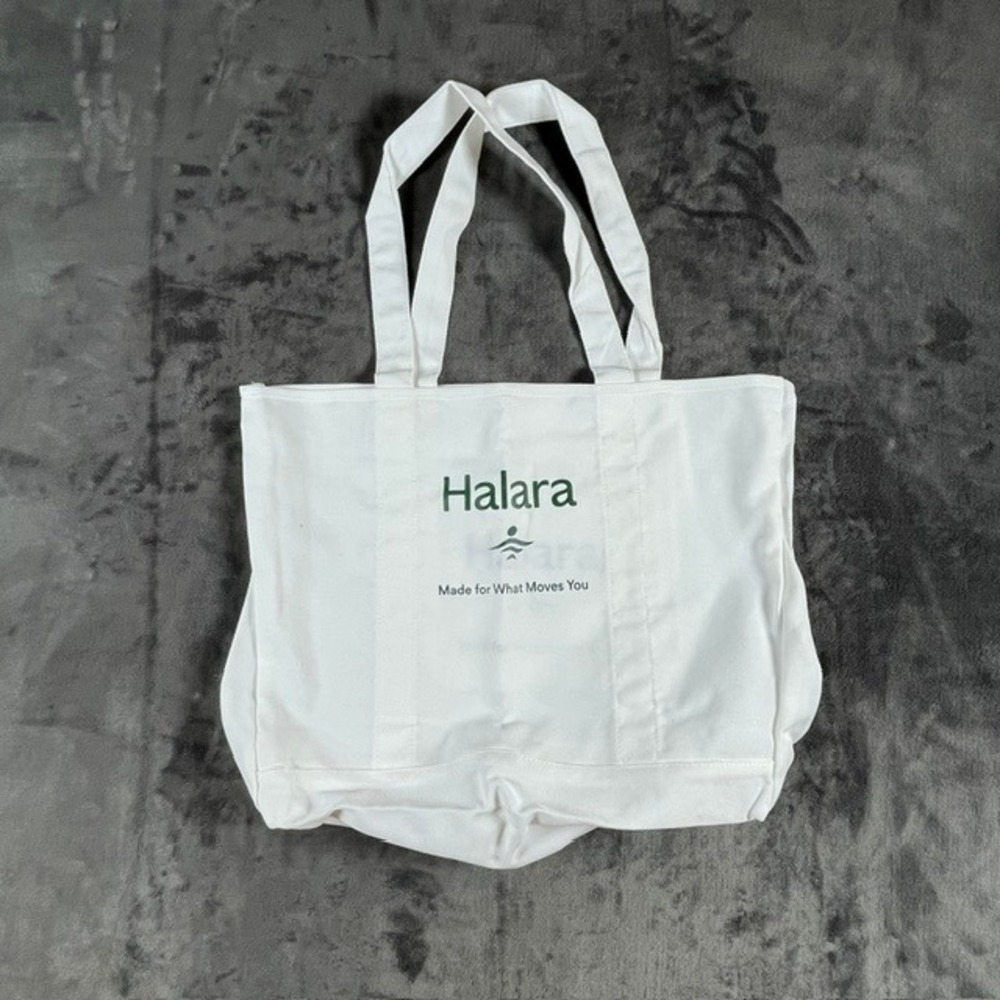 Halara Letter Print Casual Canvas Tote Bag White Made for What Moves You Large